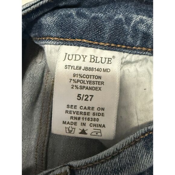 Judy Blue Jeans Bootcut High Rise Fray Hem Stretch Denim Two Button Preppy 5/27 - Picture 15 of 15